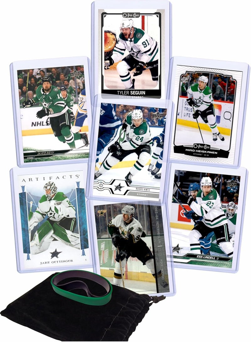 Chaser Dallas Stars Cards: Jamie Benn, Tyler Seguin, Miro Heiskanen, Jake Oettinger, Roope Hintz, Esa Lindell, Mike Modano ASSORTED Hockey Stars & GOATs Trading Card & Wristbands Gift Pack - Image 1
